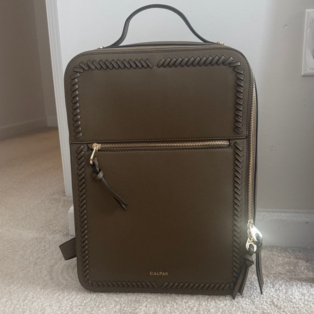 Calpak Olive Backpack with Braided Detail